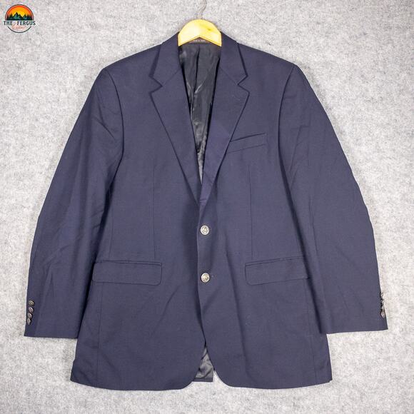 Michael Kors Blazer Blue Wool Long Sleeve Formal Single-Breasted Men's Size 42L - Picture 1 of 16